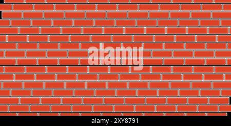 Brick wall, red relief texture with shadow, vector background illustration. Red brick tile wall background. Stock Vector