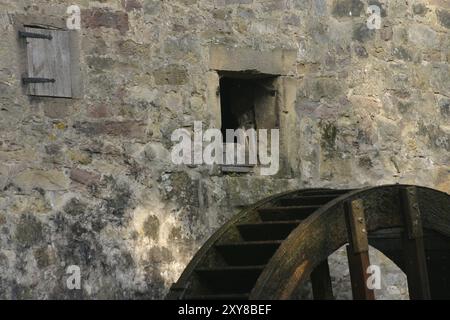 Mill wheel of the old oil mill in Lemgo-Brake Stock Photo