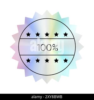 Color holographic round sticker, holographic effect label, 100 . Vector illustration Stock Vector