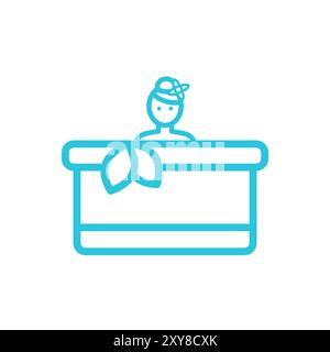 Relaxing in home spa bathtub. Isolated on white background. From blue icon set. Stock Vector
