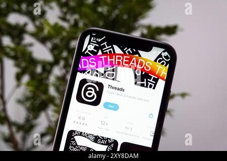 Thread Ios App Logo In this photo illustration the app Threads from Meta logo and the ...