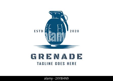 Vintage Retro Grenade Weapon for Military Army Soldier Logo Design Vector Stock Vector