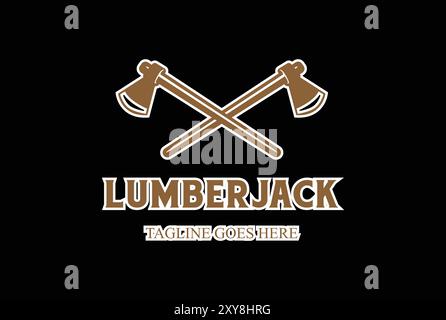 Vintage Retro Crossed Ax Hatchet Axes for Log Logging Lumberjack Timber Woodman Woodcutter Logo Design Vector Stock Vector