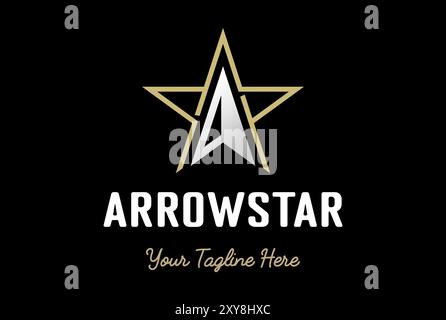 Simple Minimalist Letter A for Arrow Arrowhead Star Sport Logo Design Stock Vector