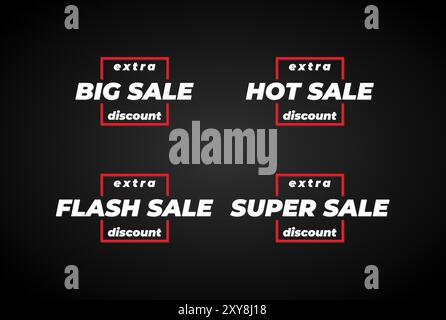 Simple Minimalist Square Big Hot Super Flash Sale Text for Supermarket Sale Discount Promo Illustration Vector Stock Vector