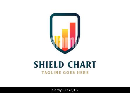 Modern Simple Shield with Diagram Chart for Trading Business Protect Insurance Logo Design Stock Vector