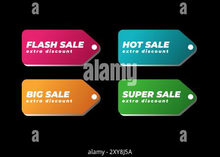 Price Tag Big Hot Super Flash Sale for Supermarket Sale Discount Promo Badge Emblem Label Sticker Stamp Seal Logo Design Stock Vector