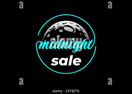 Circle Circular Round Moon for Night Midnight Sale Discount Promo Label Badge Emblem Sticker Stamp Logo Design Stock Vector