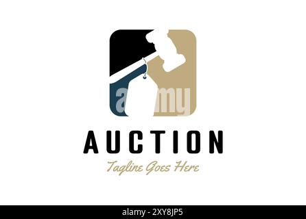Gavel Hammer Helve Blow with Price Tag for Auction Sale Logo Design Vector Stock Vector