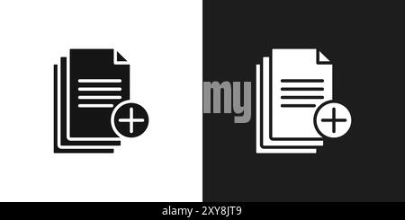 Add document icon logo sign vector outline in black and white color Stock Vector