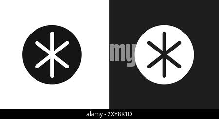 Asterisk icon logo sign vector outline in black and white color Stock Vector