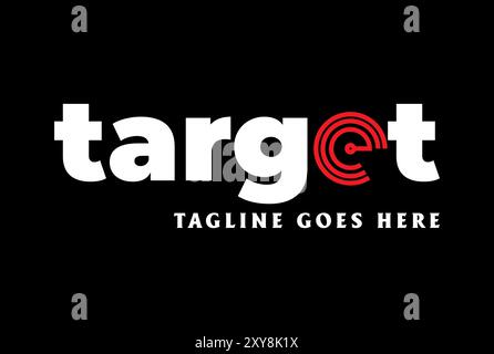 Initial Letter TARGET Text Type Font Word Lettering with Arrow Target for Sport Logo Design Stock Vector