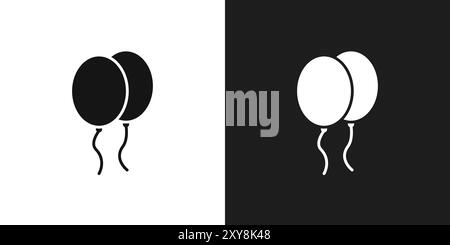 Balloons icon logo sign vector outline in black and white color Stock Vector