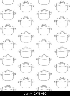 Vector seamless pattern of hand drawn doodle sketch outline cooking pot isolated on white background Stock Vector