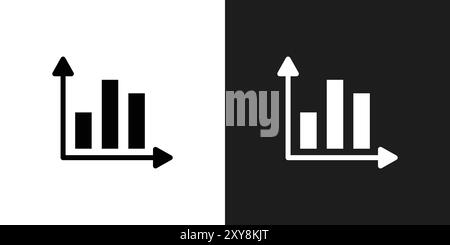 Chart histogram icon logo sign vector outline in black and white color Stock Vector