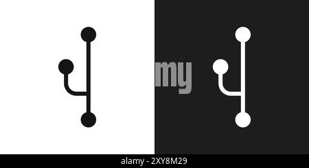 Code branch icon logo sign vector outline in black and white color Stock Vector