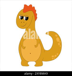 Cute  brown  cartoon dinosaur. Vector illustration isolated on white background Stock Vector