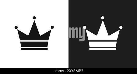 Crown icon logo sign vector outline in black and white color Stock Vector