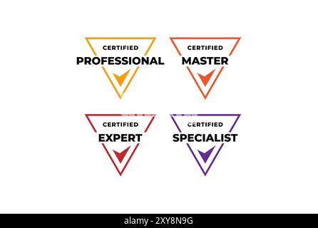 Triangle Certified Badge Emblem Label logo design for company training badge certificates to determine based on criteria vector illustration template Stock Vector