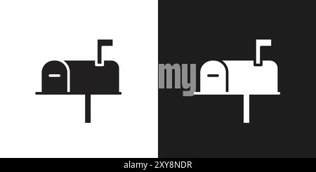 Mailbox icon logo sign vector outline in black and white color Stock Vector