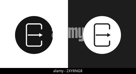 Log Out icon logo sign vector outline in black and white color Stock Vector