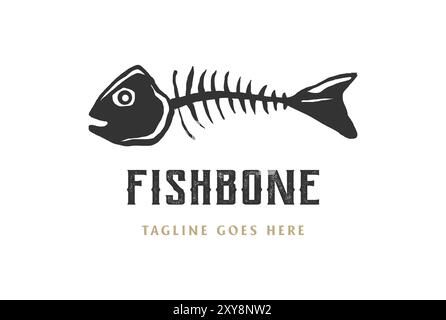 Vintage Retro Fish Bass Bone Logo Design Vector Stock Vector