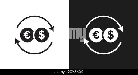 Money exchange icon logo sign vector outline in black and white color Stock Vector