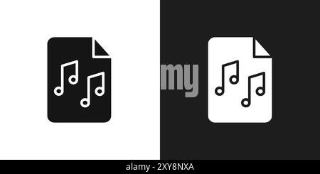 Music File icon logo sign vector outline in black and white color Stock Vector