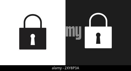 Lock icon logo sign vector outline in black and white color Stock Vector