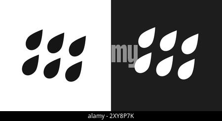 Raindrops icon logo sign vector outline in black and white color Stock Vector