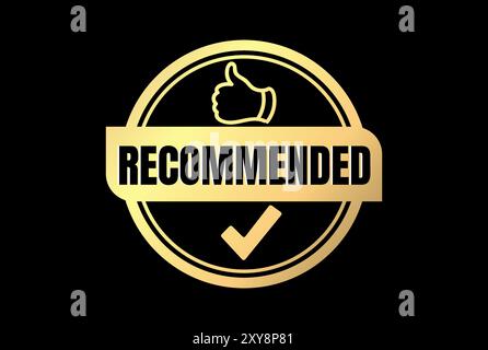 Circular Like Hand sign with Check symbol for Recommended Badge Emblem Label Stamp Seal Logo Design Stock Vector