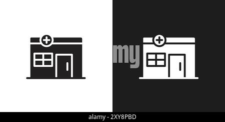 Pharmacy icon logo sign vector outline in black and white color Stock Vector