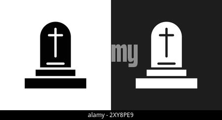 Tombstone icon logo sign vector outline in black and white color Stock Vector