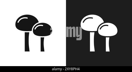 Mushroom icon logo sign vector outline in black and white color Stock Vector