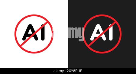 No ai sign logo sign vector outline in black and white color Stock Vector