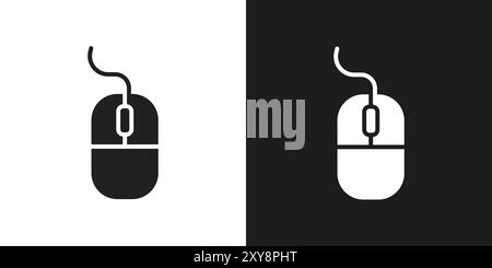 Mouse icon logo sign vector outline in black and white color Stock Vector