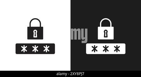 Password icon logo sign vector outline in black and white color Stock Vector