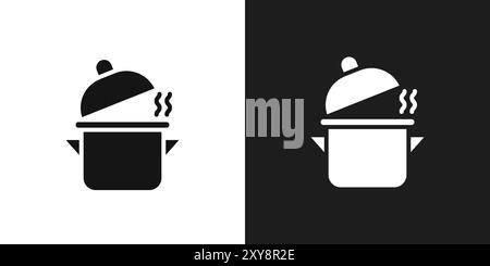 Pot icon logo sign vector outline in black and white color Stock Vector