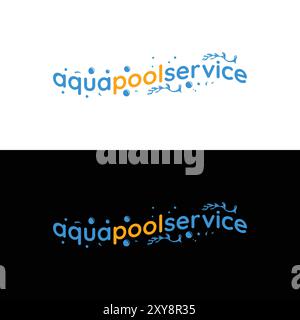 aqua pool service word mark logo design Stock Vector
