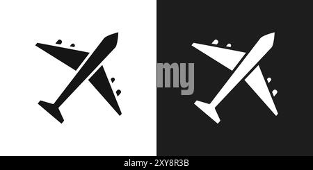 Plane icon logo sign vector outline in black and white color Stock Vector