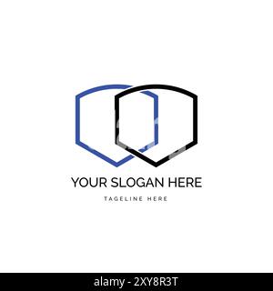 two shield abstract logo design Stock Vector