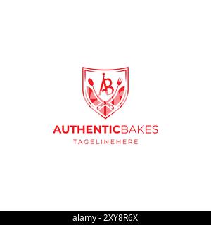 Authentic Bakes emblem restaurant logo design Stock Vector
