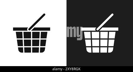 Shopping basket icon logo sign vector outline in black and white color ...