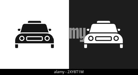 Taxi icon logo sign vector outline in black and white color Stock Vector