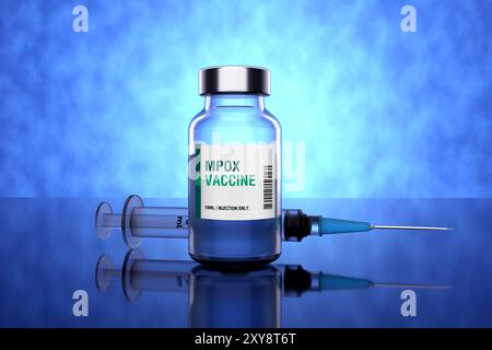 MonkeyPox MPOX Vaccine with Syringe - 3D Illustration Render Stock Photo