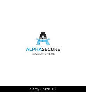 Alpha Secure A Lock Logo Design Stock Vector