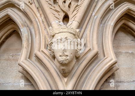 Detail of a face in the Chapter House,  Southwell Minster, Southwell, Nottinghamshire, East Midlands, UK Stock Photo