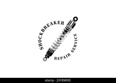 Vintage Retro Motorcycle Shock Breaker Repair Custom Service Logo Stock Vector