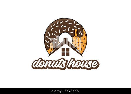 Simple Donuts House for Bakery Store Shop Logo Design Stock Vector