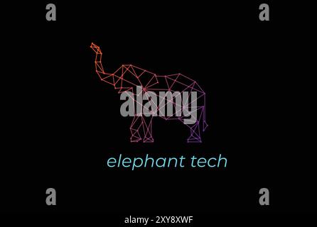 Modern Smart Elephant Tech Logo Design Vector Stock Vector